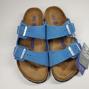 New Birkenstock Arizona Riviera Blue Suede Leather Sandals